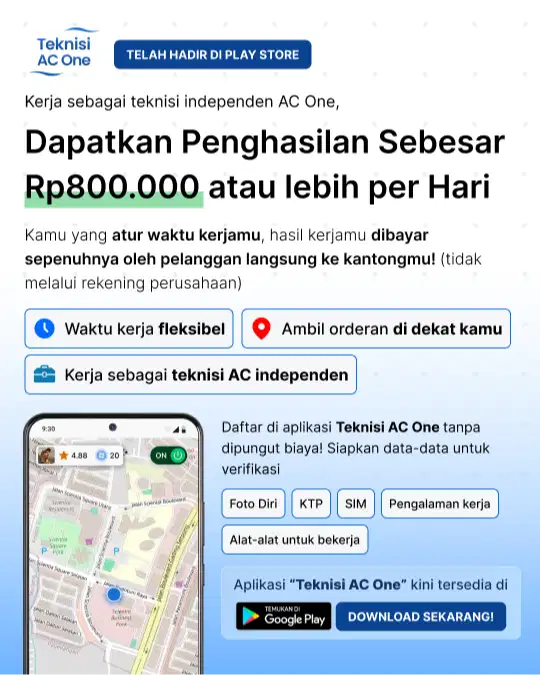 Lowongan Kerja Teknisi AC - Teknisi AC One