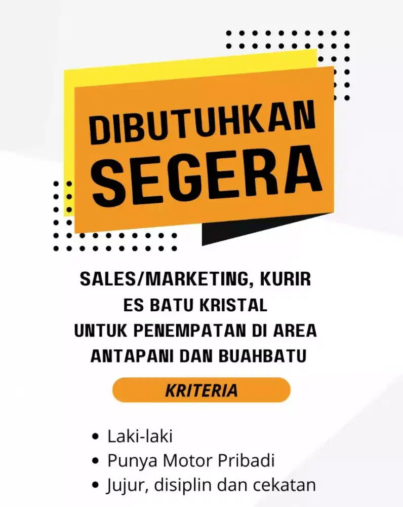 Lowongan Sales/Marketing, Kurir