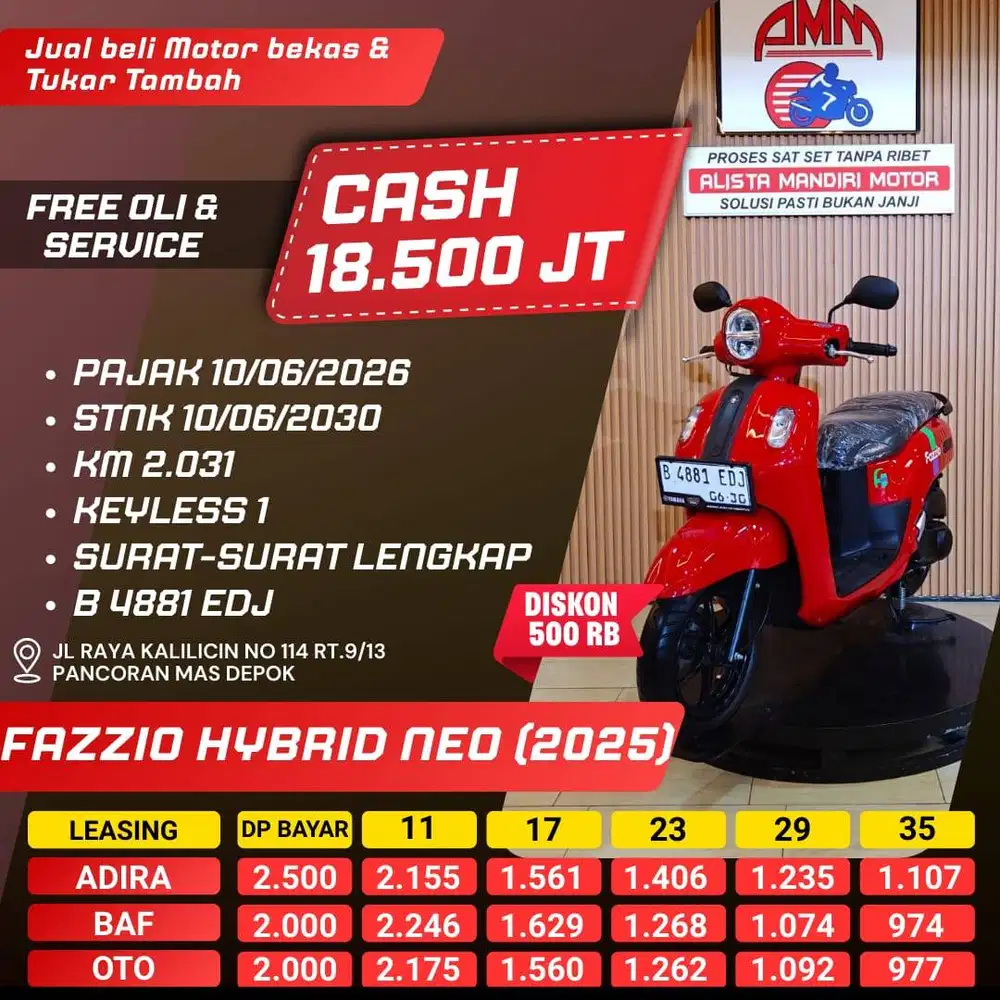 FAZZIO HYBIRD NEO 2025 PAJAK HIDUP KM LOW LIKE NEW CC 0% KREDIVO GOPAY