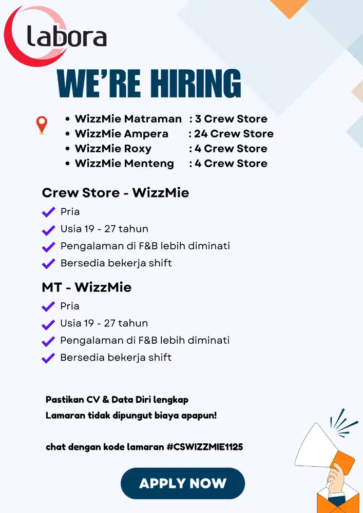 Dibutuhkan Crew Store WizzMie