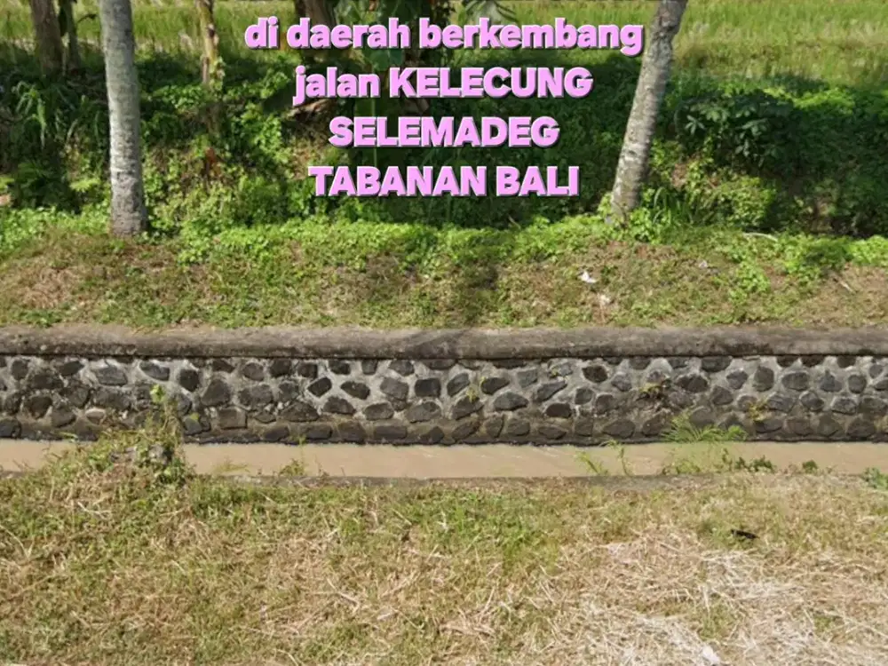 Jual TANAH view Sungai dan Sawah, dkt pantai KELECUNG Tabanan Bali