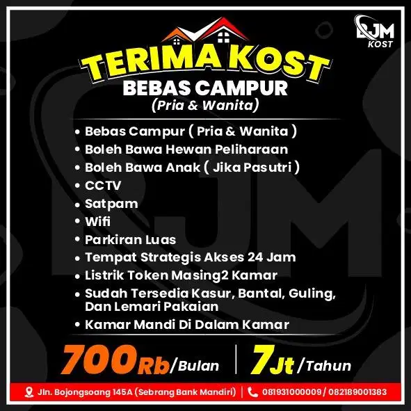 Di Sewakan Kamar Kost Murah