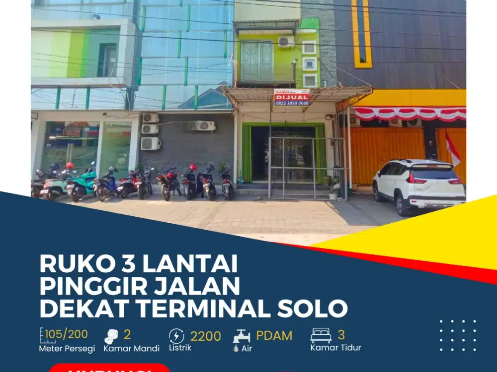 Ruko 3 Lantai Pinggir Jalan Dekat Terminal Solo