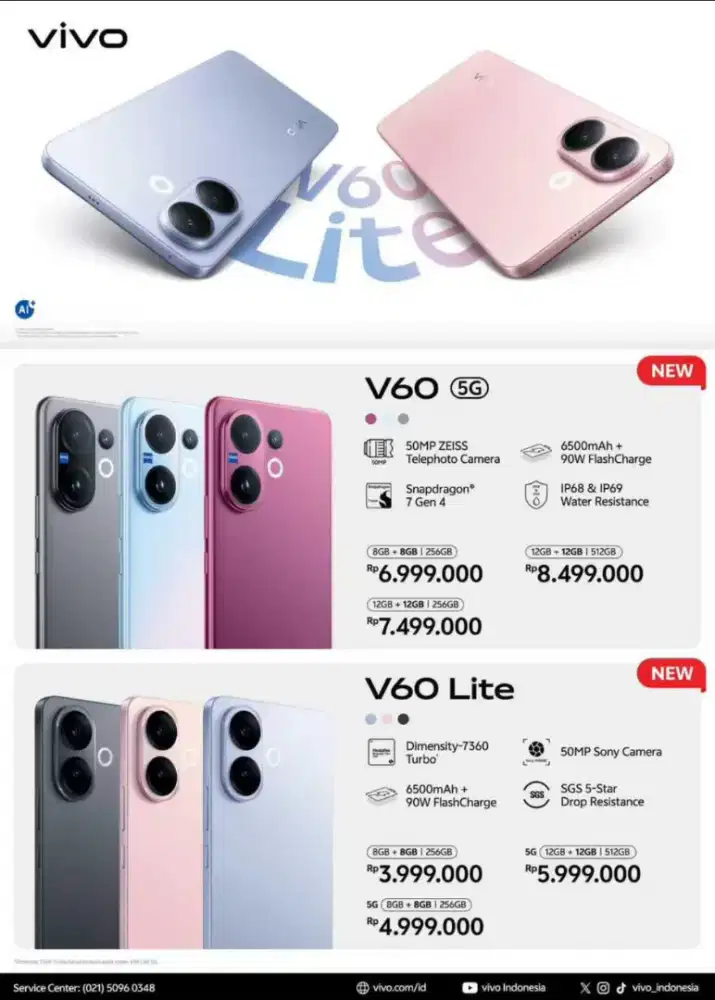 VIVO V60, TIPIS, ELEGAN, PERFORMA KENCENG,CHIPSET UNGGUL, KAMERA ZEISS