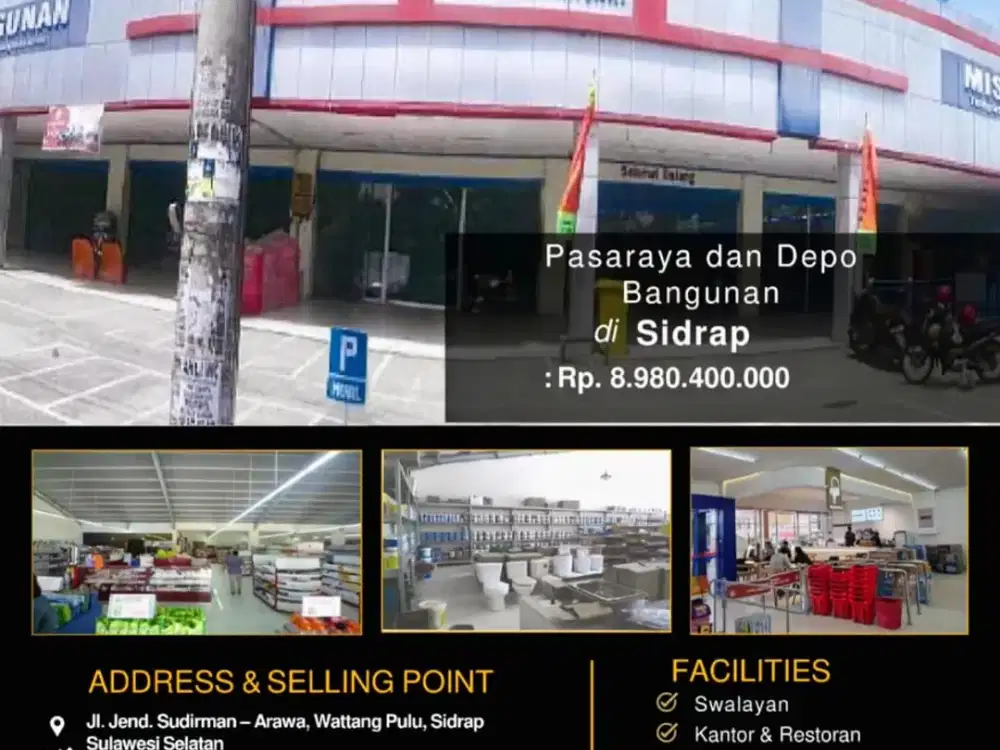 Dijual Pasaraya & Depo Bangunan Lokasi Utama di Sidrap