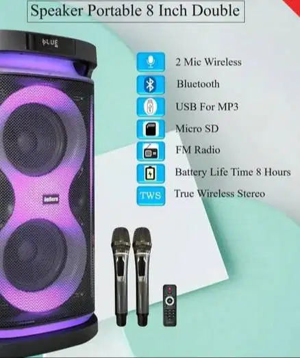 Portable Audio PA Speaker Double 8 Inch ONYX By Aubern ( germany )