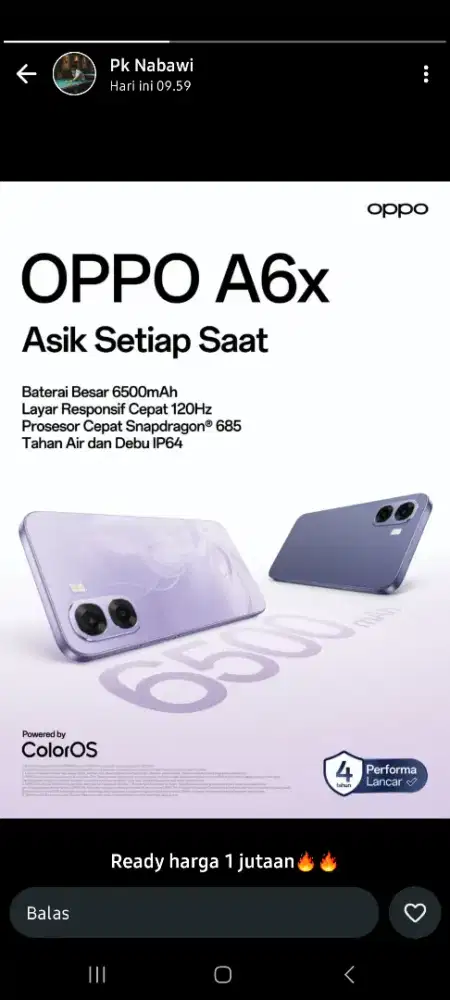 PROMO TYPE TERBARU OPPO A6X