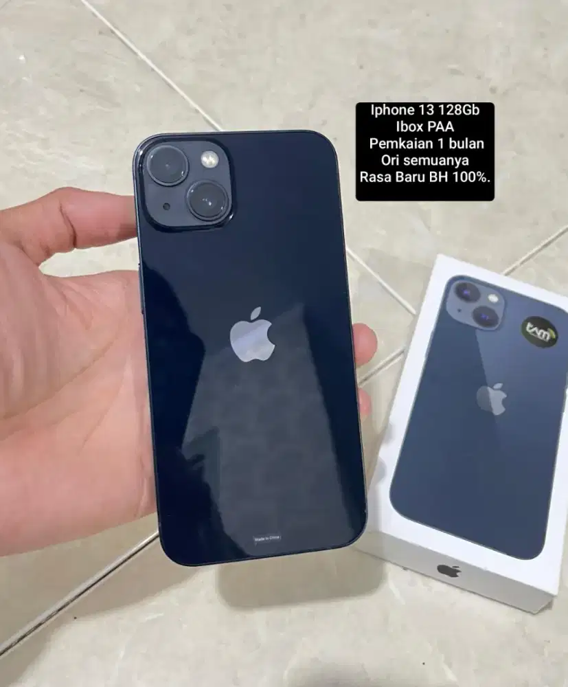 Iphone 13 ibox 128Gb Bh 100% 1bulan pakai lengkap rasa baru