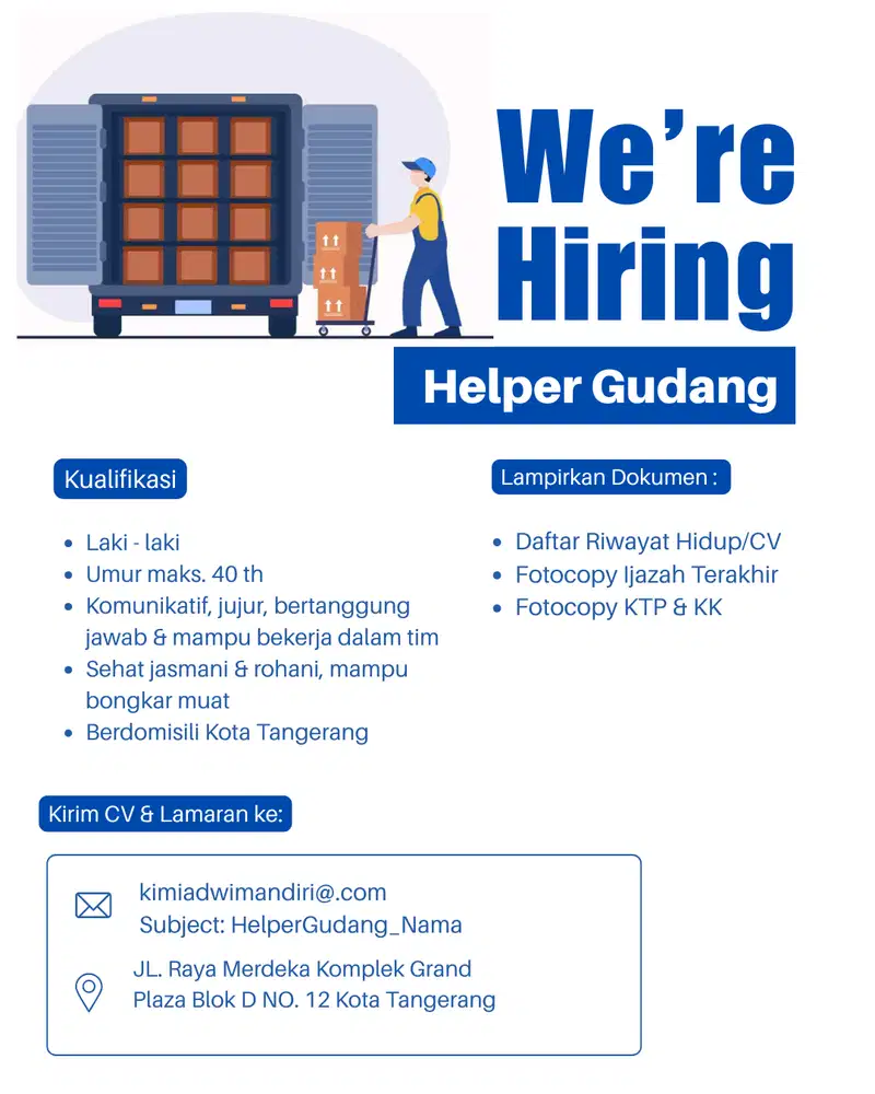 Helper Gudang - PT. Dwi Mandiri Kimia