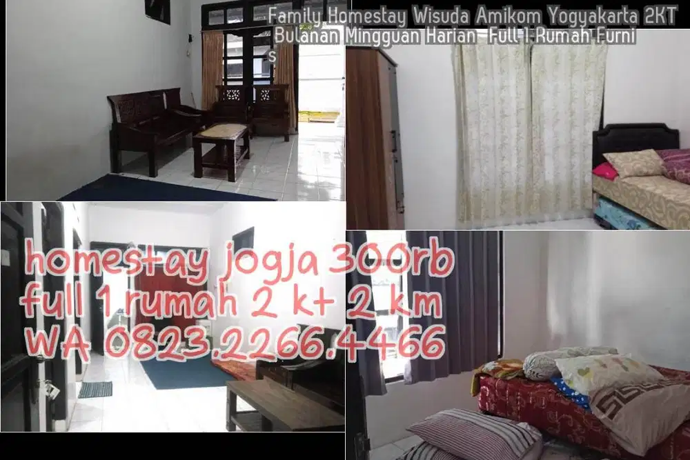 Family Homestay Wisuda Amikom Yogyakarta 2KT Bulanan Mingguan Harian