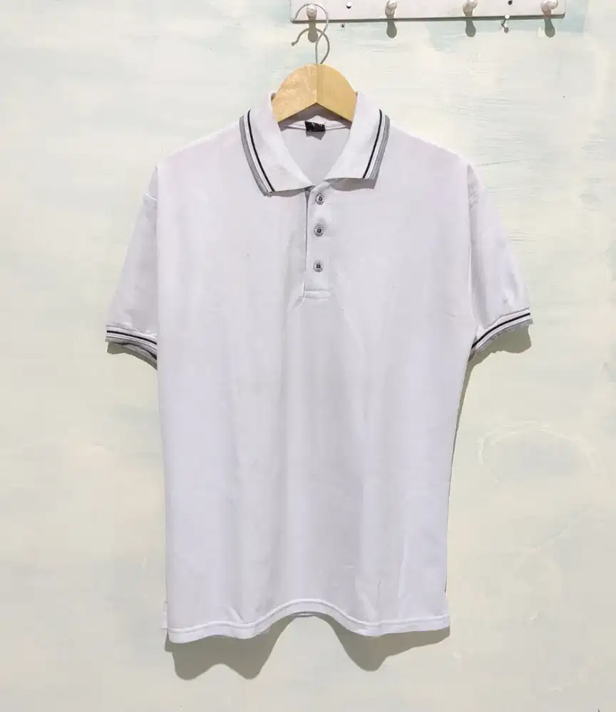 Kaos Polo Shirt Putih Polos L-XL