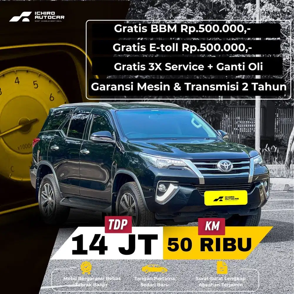 TOYOTA FORTUNER DIESEL 2.4 VRZ 2017 PAJAK 08.26 KM 50RB PLAT B GANJIL