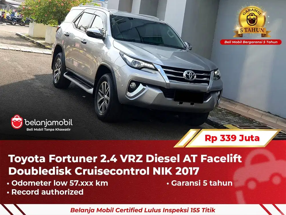 [ GARANSI 5TH ] Toyota Fortuner 2.4 VRZ Diesel AT Facelift 2017 2018