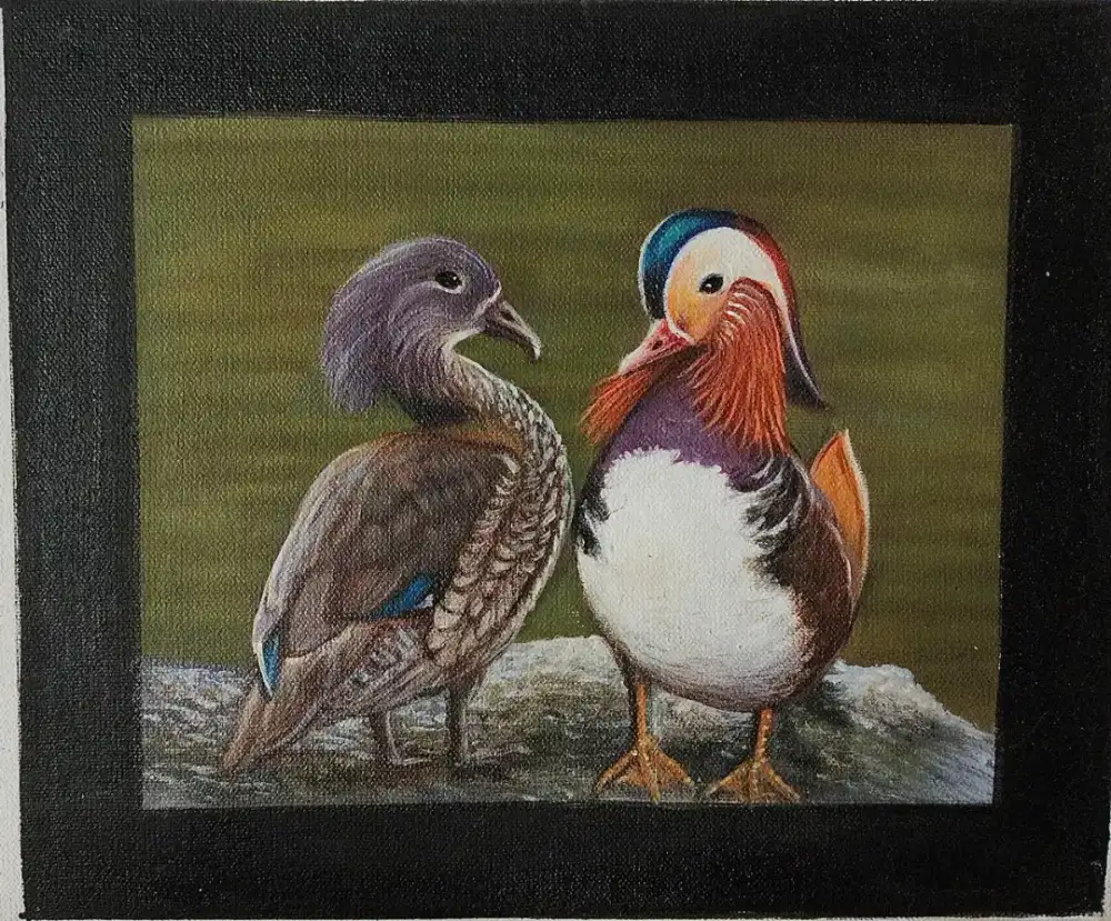 Dijual lukisan kanvas bebek 100x120 cm