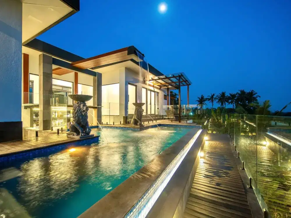 Rumah & Villa Mewah 3 in 1 (Hunian, Liburan & Bisnis) di Bali, dengan triple view: paddy field (sawah), Pasut beach (pantai Pasut), dan pegunungan