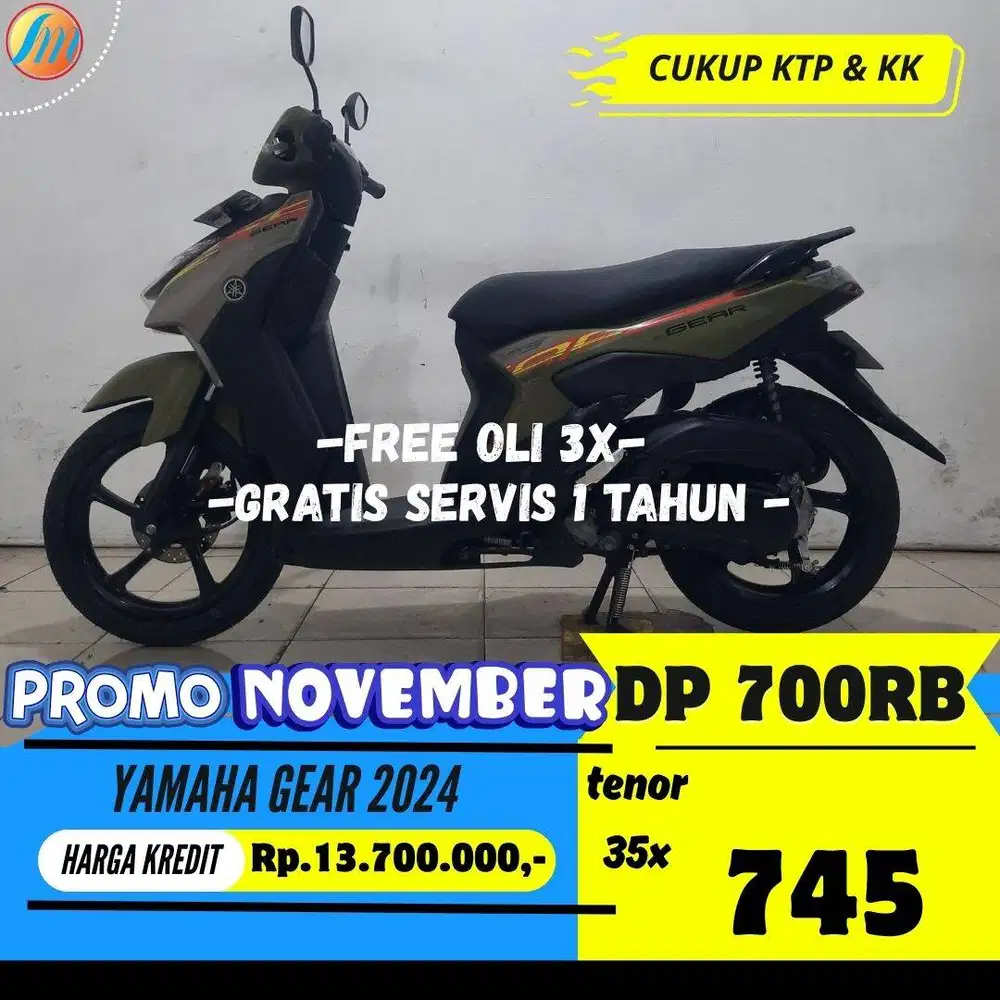 YAMAHA GEAR 2024 KREDIT DP 700RIBU ANGSURAN RINGAN BERGARANSI