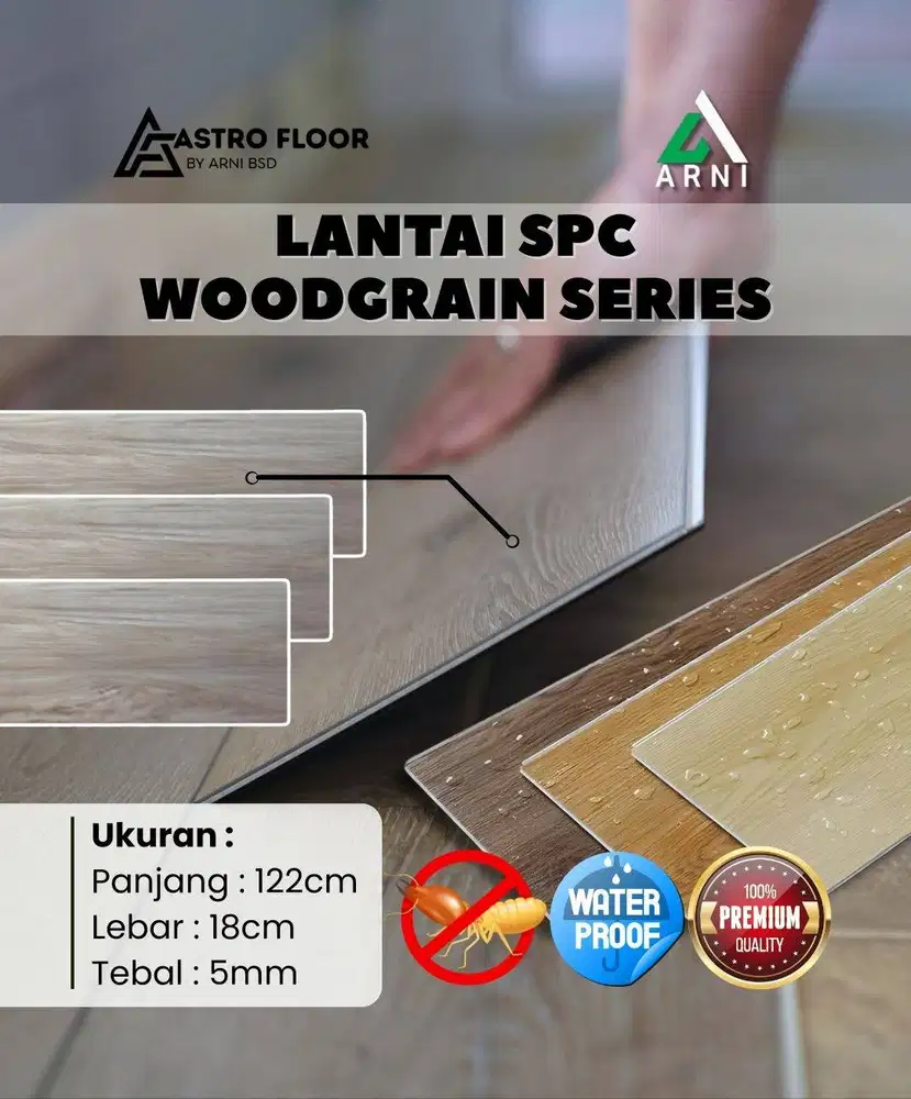 [AM] Lantai Kayu SPC 122cm x 18cm Lantai Motif Serat Kayu Anti Rayap T