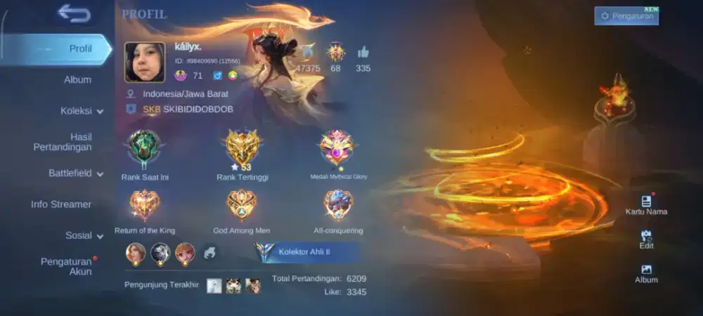 Jual akun mobile legend skin ratusan