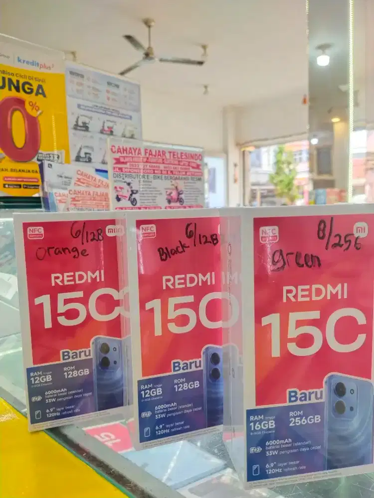 Hp redmi 15c nya msih ready ya gays di toko cahaya fajar telesindo