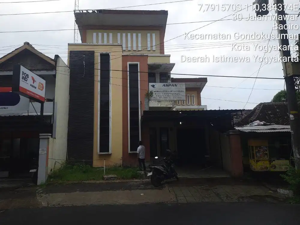 1 bidang tanah dengan total luas 213 m2 berikut bangunan di Kota Yogya