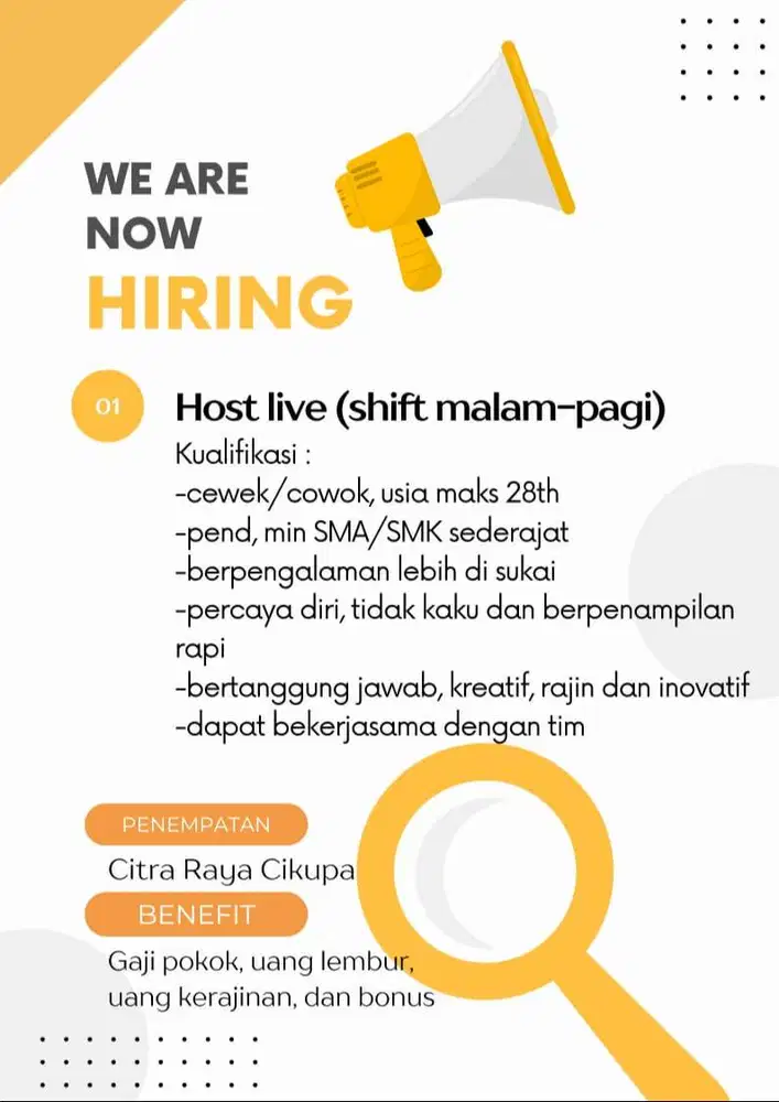 DIBUTUHKAN SEGERA HOST LIVE