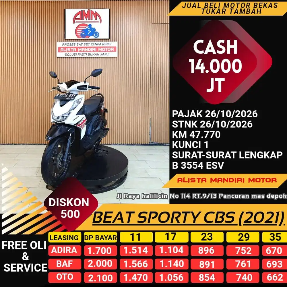 BEAT SPORTY CBS 2021 PAJAK HIDUP CC 0% KREDIVO TOKPED SPAYLETTER GOPAY
