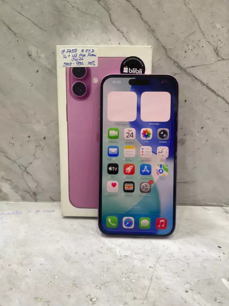 Di jual HP IPHONE 16 PLUS 5G 128GB PINK IBOX