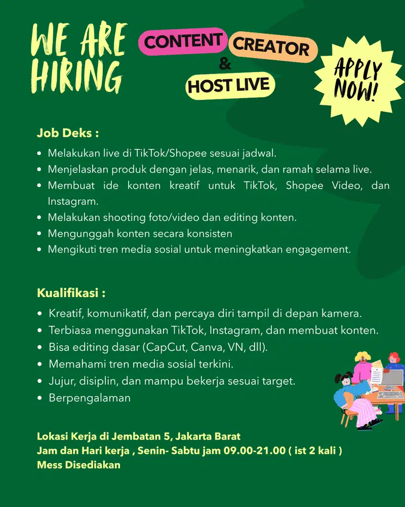 Lowongan Kerja Host Live dan Content Creator