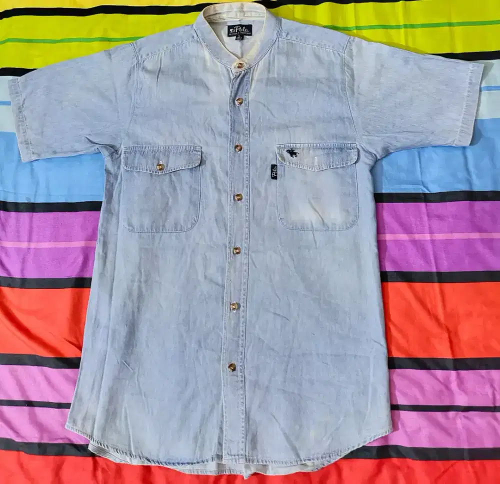 Kemeja denim branded Polo size L fit to M Blue Sky Color