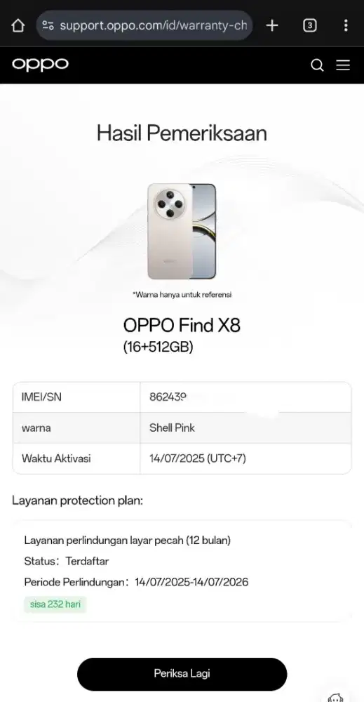 Oppo Find X8 5G ram 16Gb internal 512Gb like new bisa TT