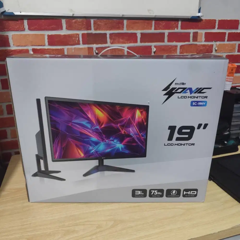 MONITOR LED BULLDOZER SONIC 19 INCH SUPPORT HDMI VGA BARU