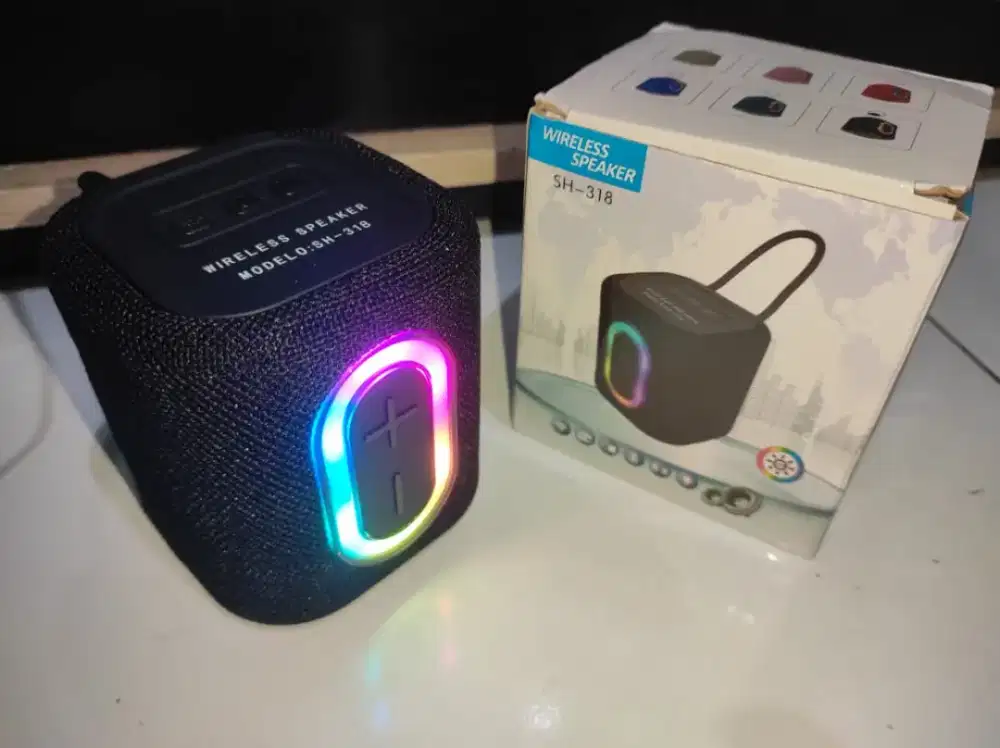 Speaker bluetooth super bass dengan LED RGB SH 318 Baru