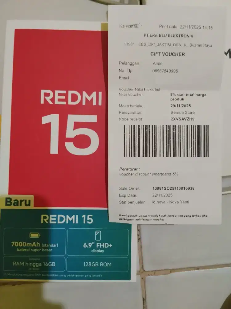 Redmi 15    Ram 8/128