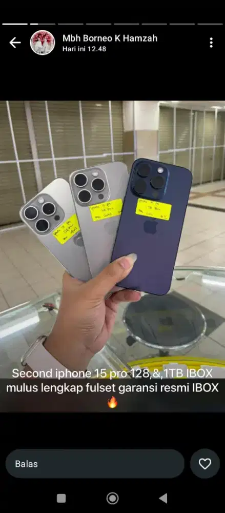 iPhone  15 pro 128 dan 1 TB iBox mulus lengkap