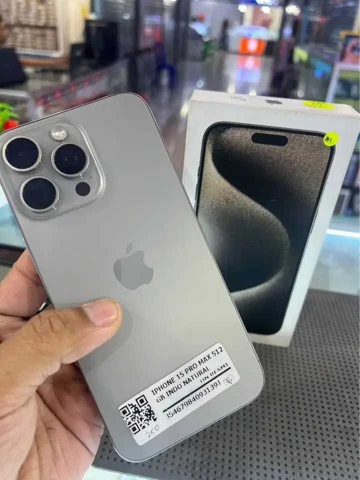 Iphone 15 Promax 512 GB IBOX (Natural Titanium) Fullset Mulus Joss