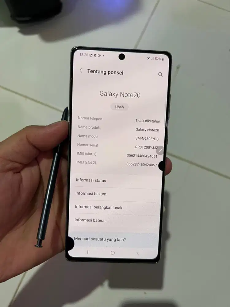 Samsung galaxy note 20 8/256 sein (minus tompel)