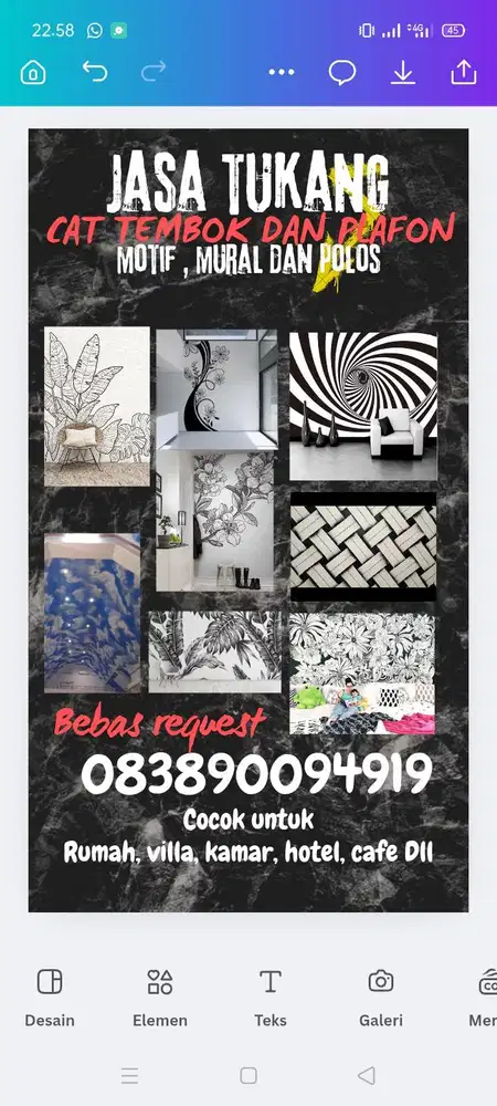 Jasa tukang cat tembok polos dan motif