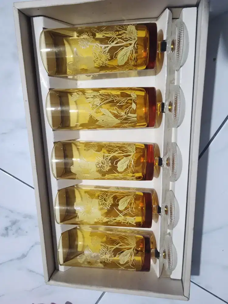 Gelas Bunga Antik Tebal Lawaa Isi 5 Pcs