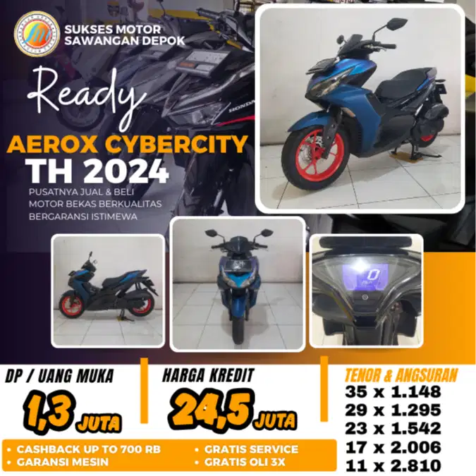 YAMAHA NEW AEROX CYBERCITY TH 2024 MULUS BISA CASH KREDIT BERGARANSI