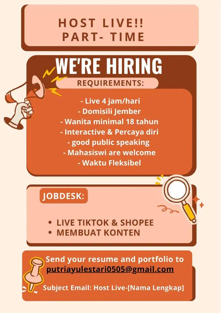 LOWONGAN HOST LIVE TIKTOK & SHOPEE