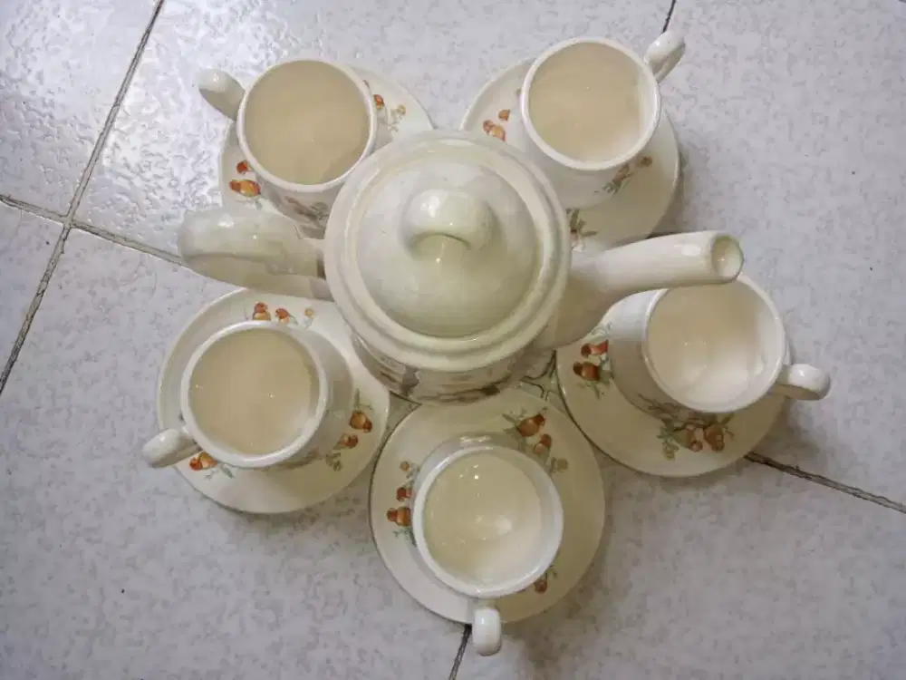 Teko + Cangkir Keramik 1 Set