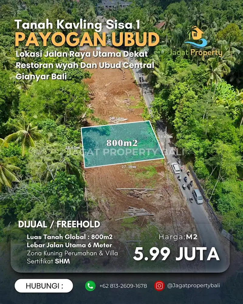 Dijual Tanah Kavling Berlokasi Payogan Ubud Gianyar Bali