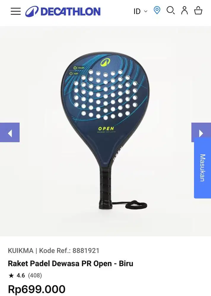 Decathlon KUIKMA Raket Padel Dewasa PR Open - Biru - 8881921