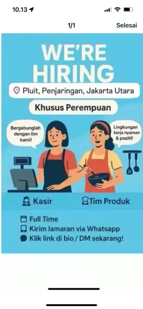 Lowongan kerja produksi dessert khusus wanita