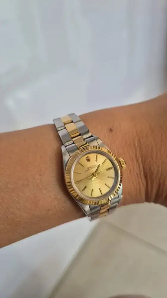 Rolex Oyster Perpetual Steel Yellow Gold Silver Dial Ladies 67193