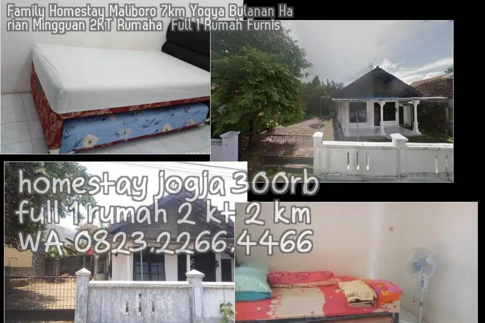 Family Homestay Maliboro 7km Yogya Bulanan Harian Mingguan 2KT Rumaha