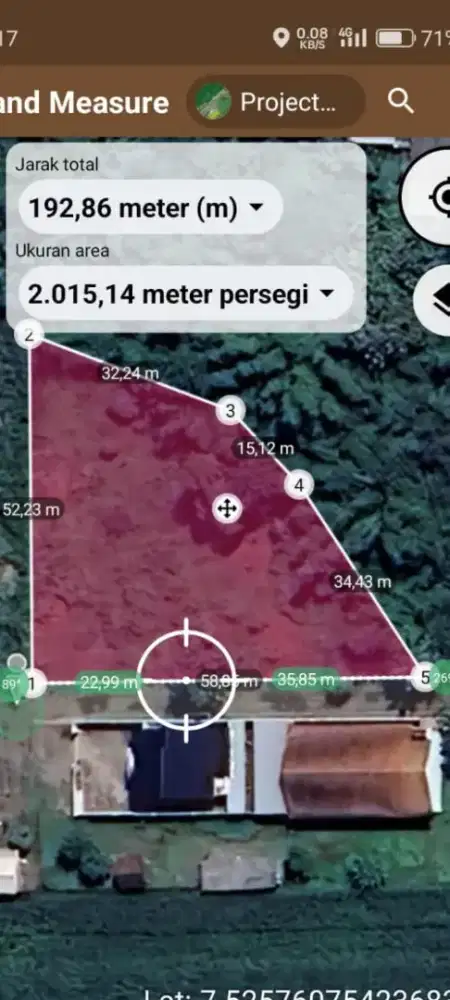 Tanah Lebar 50m Luas 2225m strategis cocok untuk usaha perusahaan