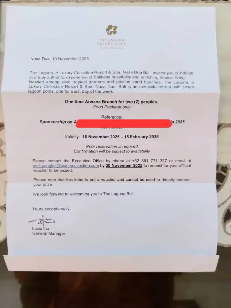 1 buah voucher Sunday Brunch Hotel Bintang 5