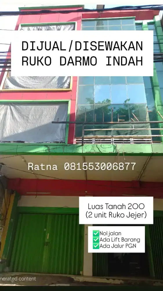 Dijual / Disewakan 2Unit Ruko jejer Darmo indah (sudah direnov)