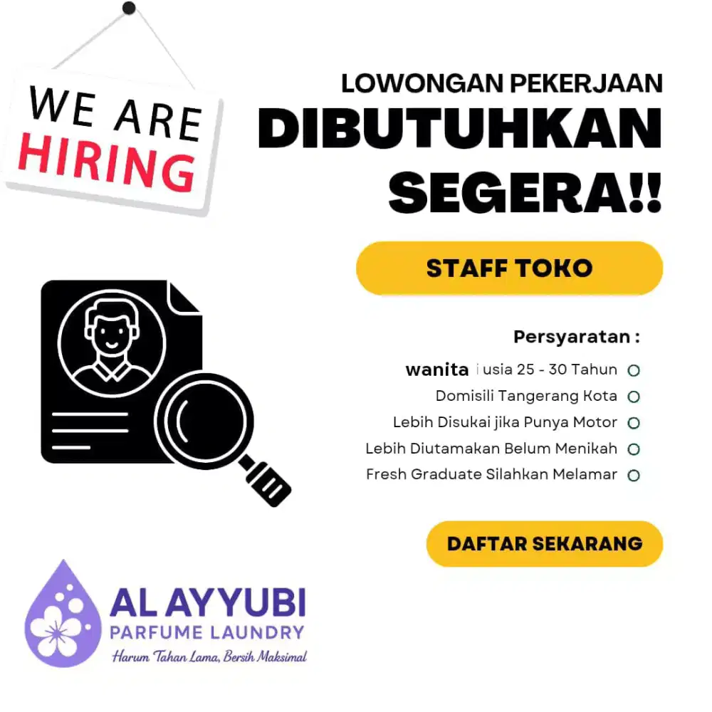 Dibutuhkan Staff Toko Khusus Wanita